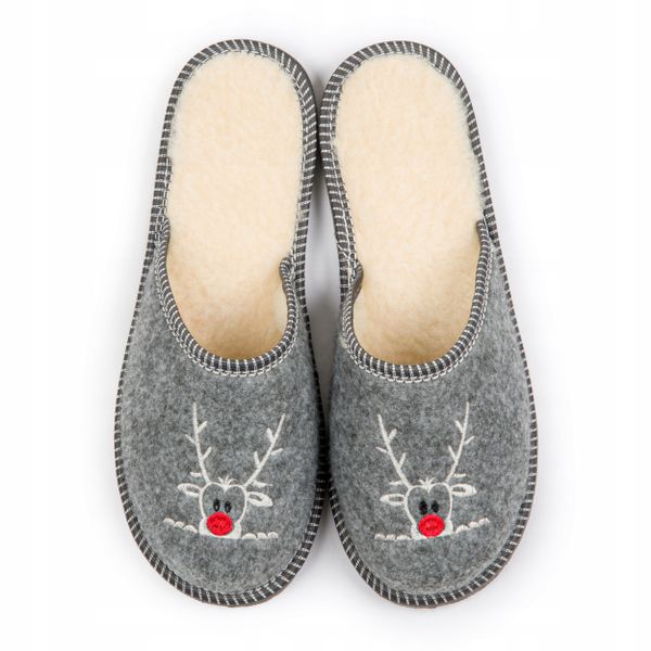 Filcowe Kapcie Męskie Góralskie Ocieplane Renifer zdjęcie 1