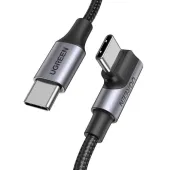 kabel przewód kątowy usb-c pd qc 100w 5a 1m czarny