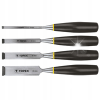 TOPEX KOMPLET DŁUTA 6-24MM ZESTAW 4 SZTUKI STALOWE DO OBRÓBKI DREWNA 09A310