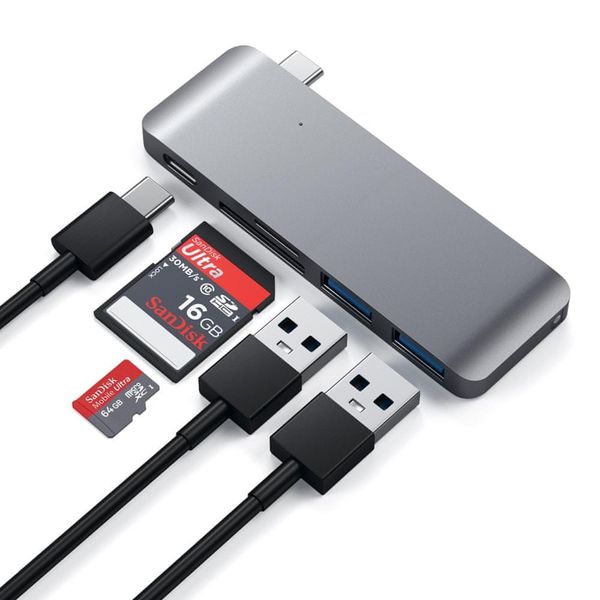 Hub USB Satechi Passthrough Hub (USB-C, 2x USB-A, micro/SD) (space gray) zdjęcie 8