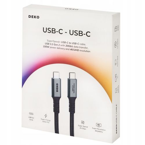 KABEL USB C SZYBKIE ŁADOWANIE 100W USB Typ C 3.2 DO APPLE Thunderbolt 2M na Arena.pl