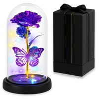 2X WIECZNA RÓŻA W SZKLE PREZENT NA WALENTYNKI ŚWIECĄCA LAMPKA LED DLA NIEJ