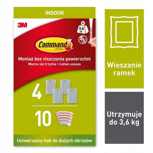 Command haczyk do wieszania dużych obrazów do 3,6 kg, 4 sztuki + 10 na Arena.pl