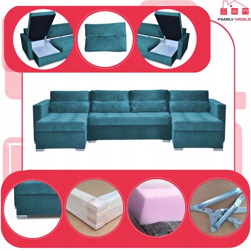 Narożnik Varius BIG rozkładany f spania pojemniki Family meble morski na Arena.pl