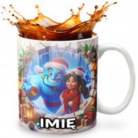 KUBEK 330ml Z GRAFIKĄ PREZENT NA ŚWIĘTA WZORY- BAJKA DŻIN KSIĘŻNICZKA IMIĘ