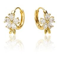 kolczyki ze stali szlachetnej pozłacane 14k złotem, cyrkonie kwiatuszki