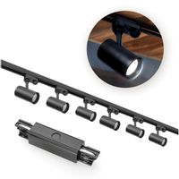 Zestaw szynowy 3 fazowy szyna 1m+1m, I zew., 6x Lampa, 2x zaślepka CZARNY