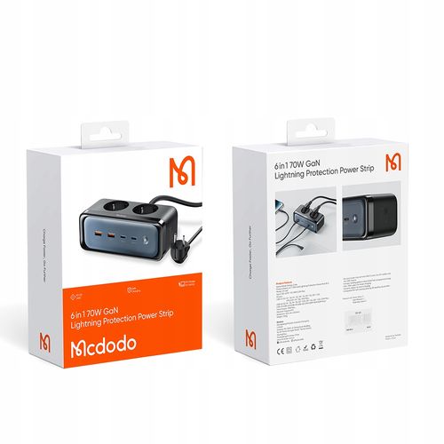 MCDODO Ładowarka Sieciowa GAN TYP C 6x USB-C 70W Czarna, Quick Charge na Arena.pl