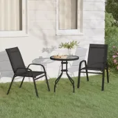 VidaXL 3-częściowy zestaw mebli bistro do ogrodu, czarny