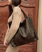 MARCO MAZZINI Torebka miejski shopper bag skóra naturalna handmade brąz