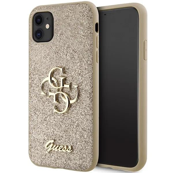 Etui Guess Glitter Script Big 4G na iPhone 11 / Xr - złote zdjęcie 1