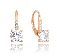 MINET Rsoe gold eleganckie kolczyki srebrne z białą cyrkonią