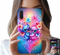 ETUI DO HUAWEI P20 - NIEBIESKI I RÓŻOWY SERCE KWIATKI
