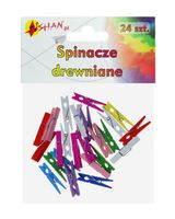 spinacze drewniane klamerki kolorowe 3.5 cm 24 szt shan ss04