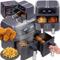 FRYTKOWNICA BEZTŁUSZCZOWA PODWÓJNA AIR FRYER 8L 2800W DWUKOMOROWA