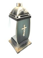 ZNICZ ZNICZE KAPLICZKA SATYNOWA CZARNA ZŁOTY PIĘKNY KRZYŻ 32 CM LED