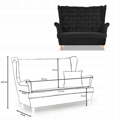 Zestaw wypoczynkowy Carol sofa fotele paski czarny na Arena.pl