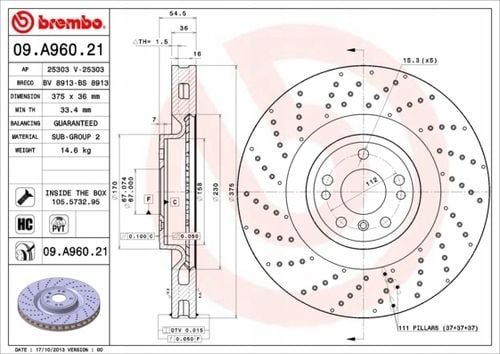 TARCZA HAM PRZOD 375X36 V BREMBO na Arena.pl