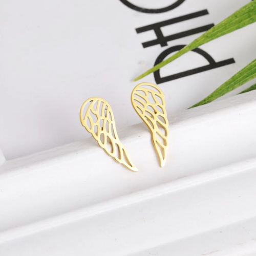 Kolczyki stal chirurgiczna pozłacane skrzydła na Arena.pl