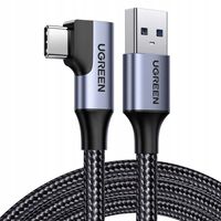 Kabel USB-C UGREEN US385 1m Kątowy 3A Szybkie Ładowanie Czarny