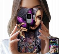 ETUI DO SAMSUNG GALAXY S9 - ANTI SOCIAL BUTTERFLY RÓŻOWY MOTYL + FOLIA