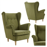 Fotel uszak skandynawski jasno zielony khaki wojskowy moro Ari Family Meble