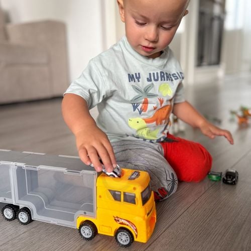 WOOPIE Ciężarówka Transporter 2w1 Zestaw Dinozaurów + Makieta na Arena.pl