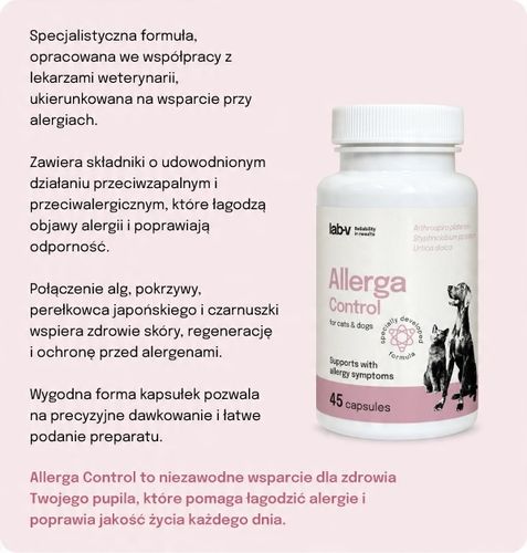 Allerga Control Wsparcie przy objawach alergii dla psów i kotów 45 kapsułek na Arena.pl