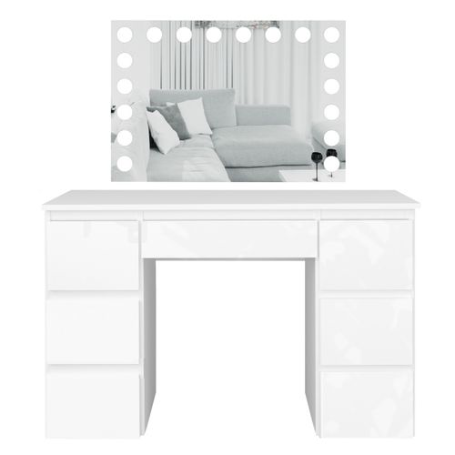 Toaletka MEGAN B3 z lustrem VISAGE biała/FRONTY POŁYSK na Arena.pl