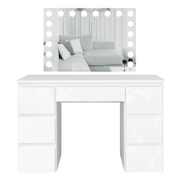 Toaletka MEGAN B3 z lustrem VISAGE biała/FRONTY POŁYSK zdjęcie 3