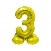 balon foliowy cyfra stojąca 3 złota 72 cm