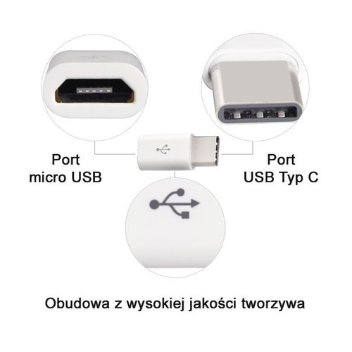 Adapter przejściówka z micro USB na USB Type-C biała na Arena.pl