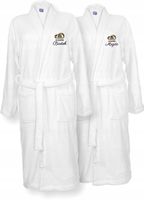 SZLAFROKI BIAŁE Z HAFTEM 2 szt unisex PREZENT na walentynki z imionami