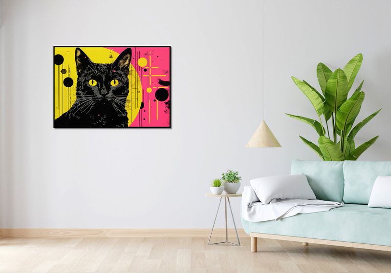 Plakat 100x70cm Neonowy Kocur zdjęcie 4