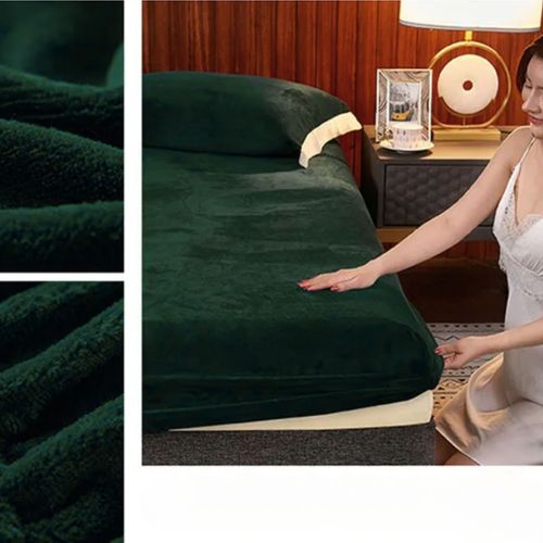 PRZEŚCIERADŁO Z GUMKĄ 140x200 PLUSZOWE POLAROWE MIŚ MIĘKKIE CIEPŁE CIEMNY ZIELONY na Arena.pl