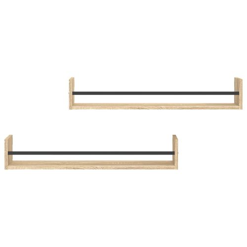 Półki ścienne z drążkami, 2 szt., dąb sonoma, 80x16x14 cm na Arena.pl