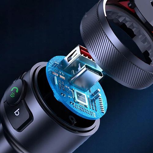 TRANSMITER FM BLUETOOTH 5.1 USB SZYBKA ŁADOWARKA QC 18W/PD 24W 12/24V BASS na Arena.pl