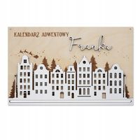 Kalendarz adwentowy uniwersalny BAZA drewniana MIASTECZKO grawer