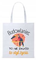 Dla Budowlańca Prezent Torba Eco Biała Shopper Z Nadrukiem Ze Zdjęciem