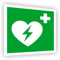 Tabliczka ewakuacyjna z nadrukiem 10x10 Defibrylator (AED)