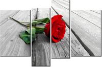 130CM 85 OBRAZ 4 ELEM RÓŻA DESKACH ŚCIENNY