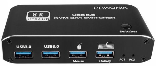 Przełącznik KVM HDMI 2.1 Konsola Switch 4K 120Hz 8K 2 4xUSB 3.0 2xPC 1Ekran na Arena.pl