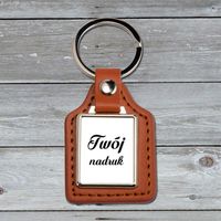 Brelok z brązowej skóry i metalu z Twoim zdjęciem