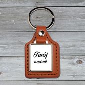 Brelok z brązowej skóry i metalu z Twoim zdjęciem