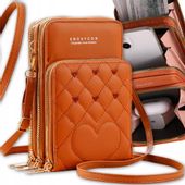 Brązowa Torebka 2W1 Listonoszka Retro Telefon Karty Portfel Kopertówka