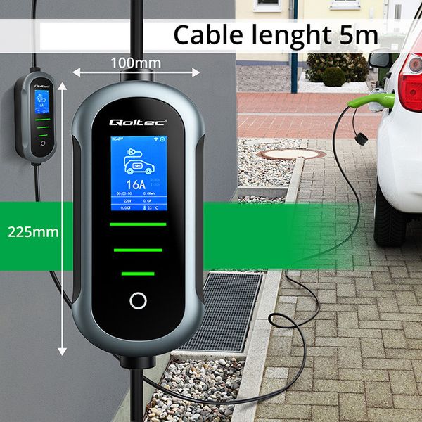 Qoltec Mobilna Ładowarka EV 3.5kW Typ2 Wi-Fi LCD 5m zdjęcie 10