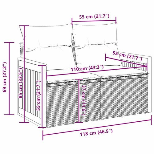 Zestaw Sof na Ogród z poduszką 13 pcs Szary 90 x 55 x 71 cm na Arena.pl