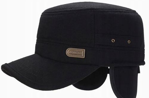 CIEPŁA CZAPKA ZIMOWA Z DASZKIEM NAUSZNIKAMI MĘSKA USZATKA OCIEPLANA PILOTKA na Arena.pl