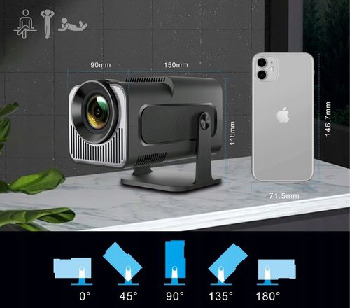 PROJEKTOR RZUTNIK ANDROID TV WIFI LED MINI PRZENOŚNY SMART GŁOŚNIK na Arena.pl