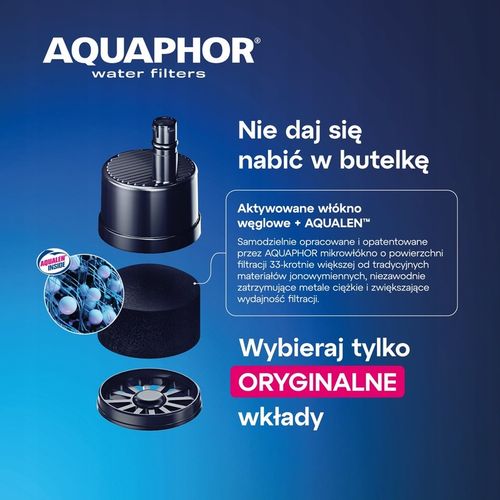 Butelka z filtrem Aquaphor City Różowa Bidon 0,5L Filtr Węglowy 3 Wkłady na Arena.pl